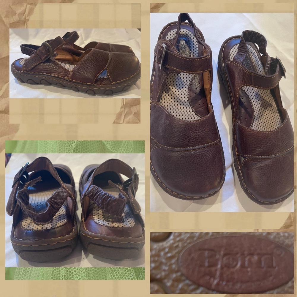 NWOT Men’s BORN closed toe sandals brown leather NEW SZ 11